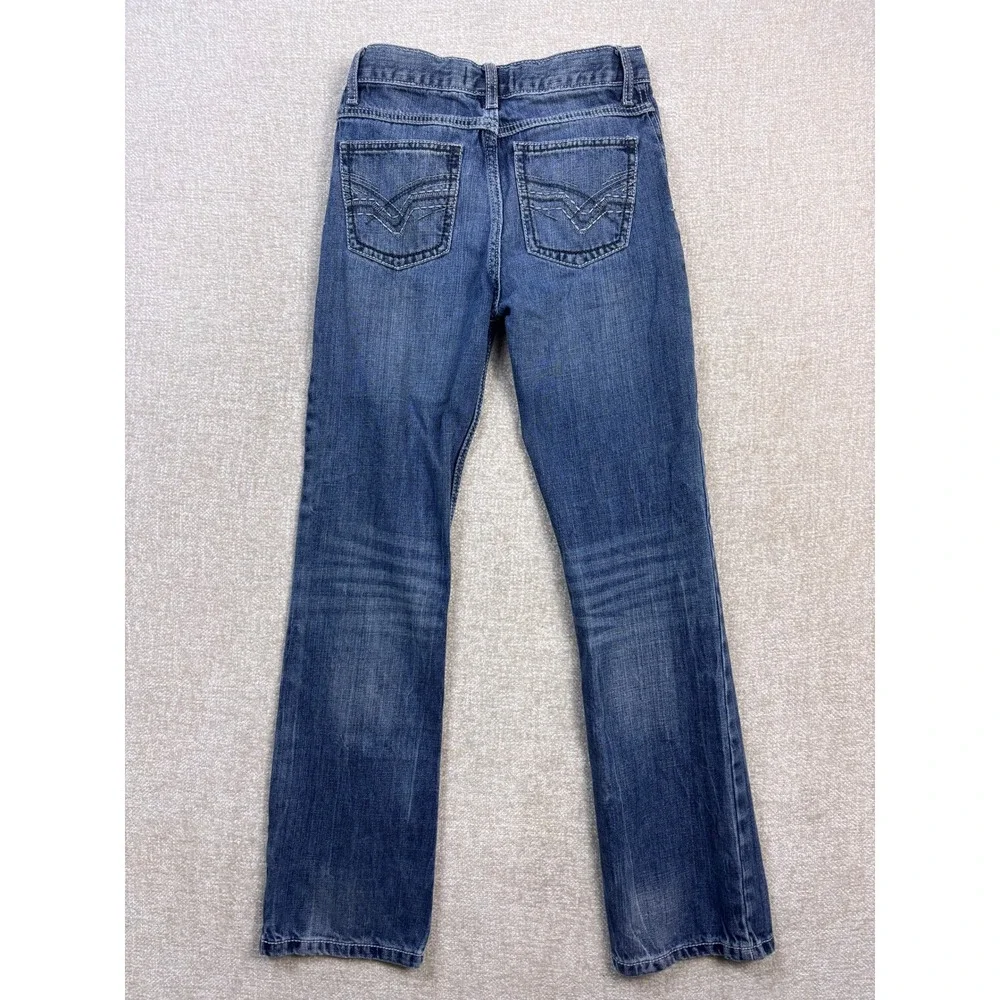 Wrangler 20X Boys Blue Jeans Regular Fit Straight Leg Adjustable Waist Size 14